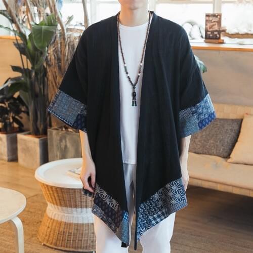 Japanese kimono cardigan men haori yukata male samurai costume clothing kimono jacket mens kimono shirt yukata haori DZ2002