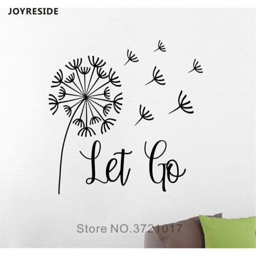 JOYRESIDE Dandelion Wall Quote Sticker Let Go Decals Vinyl Baby Girls Room Bedroom Living room Home Interior Designs Mural A1428