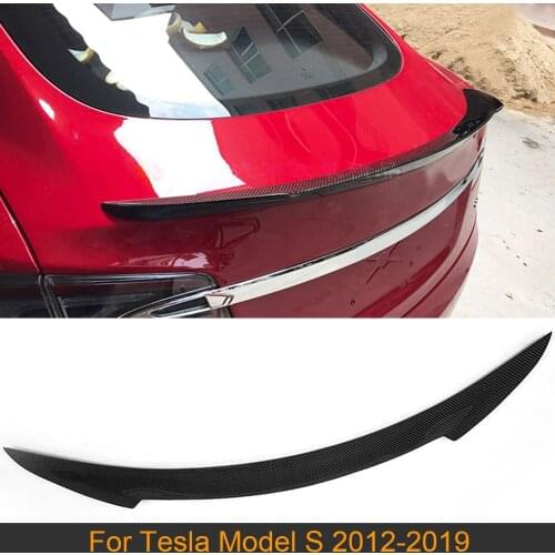 Carbon Fiber Rear Spoiler Wing For Tesla Model S 60 70 75 85 90 D P85D P90D P100D 2012-2019 Rear Trunk Boot Lip Wing Spoiler FRP