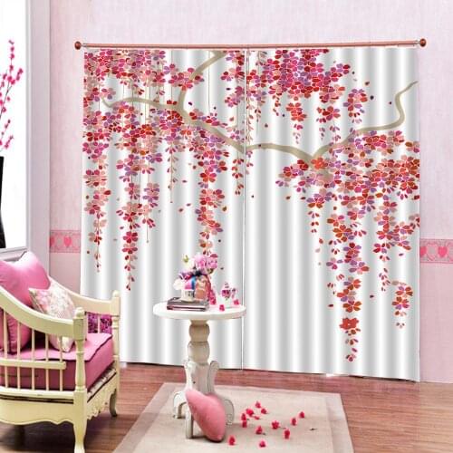 Cartoon Pink Leaves Curtains for Living room Childrens room Window Curtain decor
