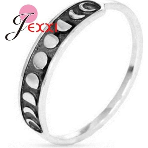 Cute Vintage 925 Sterling Silver Moon Phase Ring For Women Girl Fashion Wedding Engagement Jewelry Free Shipping