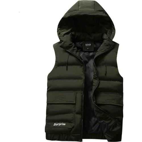 Winter Coat Vests Men Warm Sleeveless Jacket Casual Waistcoat Cotton Vest Hooded Coat Plus Size Jacket Men Vest