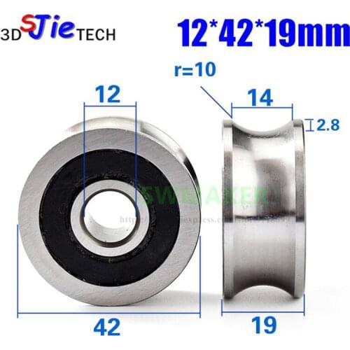 1pcs 12*42*19mm U groove bearing steel wheel, LFR5301-20 roller pulley, suitable for 20mm diameter optical axis