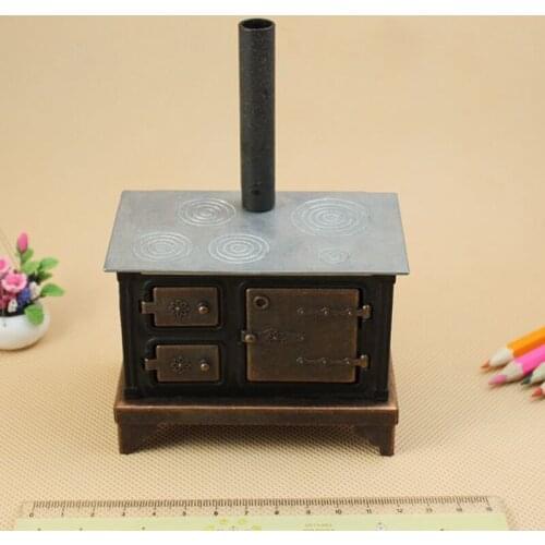 G05-X079 children baby gift Toy 1:12 Dollhouse mini Furniture Miniature baby alloy black stove 1pcs