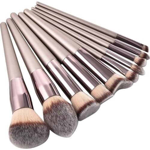 10PCS Champaign Gold Makeup Brush Set Powder Eyeshadow Brush Facial Foundation Cosmetic Makeup Brushes Kit Dropshipping