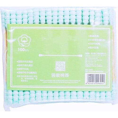100pcs/ Pack Double Head Cotton Swab Women Makeup Cotton Buds Tip for Medical Wood Sticks Nose Ears Cleaning Health Care Tools