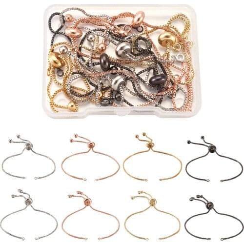 16pcs/box Rack Plating Environmental Brass Extender Chain Slider Cadmium Lead Free DIY Jewelry Bracelet Making Accessories