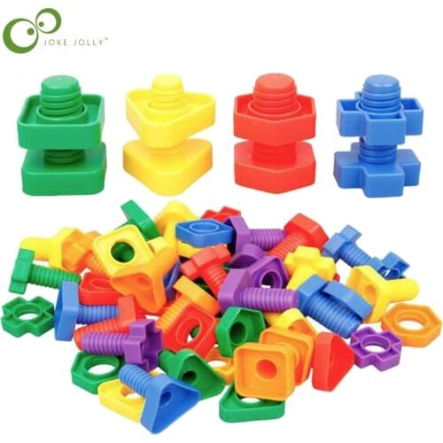 4 sets Screw building blocks plastic insert blocks nut shape toys for children Educational Toys scale models Free Shipping GYH