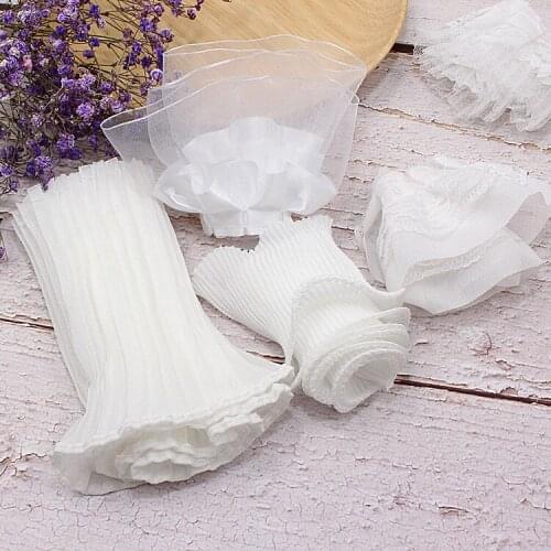 White Lace Sewing Accessories Tutu Skirt Princess Dress Net Gauze Handmade DIY Cuffs Collar Skirt Trim Garment Fabric by 1 Yards