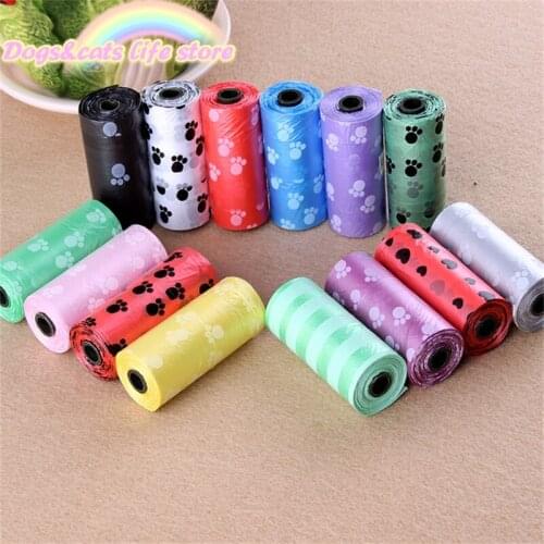 15 Pcs/roll Dog Poop Bag Biodegradable Plastic Pet Cat Poop Bag Dog Cat Toilet Cleaning Outdoor Garbage Bag Pet Supplies