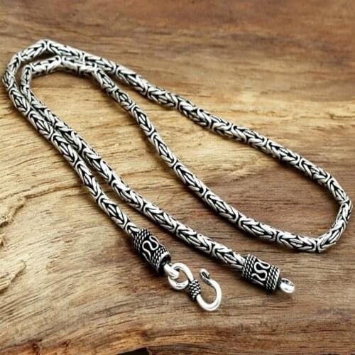 Thai silver S925 silver necklace for man handmade men and women safety pattern necklace 100% real 925 silver men necklace
