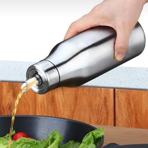 Premium 500/750/1000ml Stainless Steel Vinegar Oil Olive Dispenser Bottle Pot Leakproof Kitchen Healthy Gravy Boat