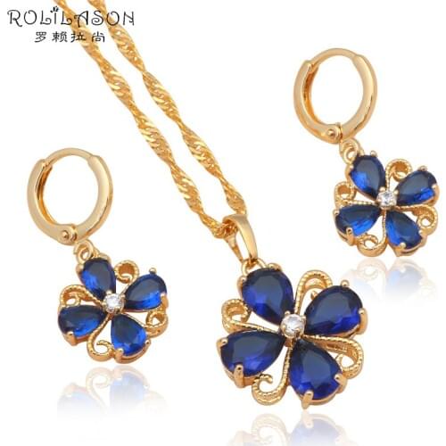 CZ Fashion jewelry Top Quality gold Tone Jewelry Sets Earrings Necklace for Women JS589