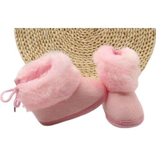 Baby Snow Boots Anti-Slip Sole Shoes Infant Warm Lace Up Sneakers Faux Fur Crib Shoes Winter Warm Princess Shoe