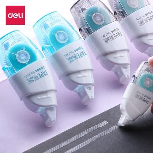 Deli Double-sided Glue 7325 Creative Hand Account, Strong Transparent and Clean, Replaceable Core Student Stationery