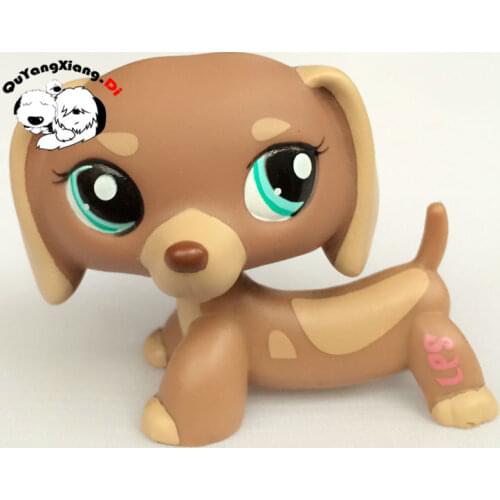 CWG027 Pet Shop Animal Light Brown Dachshund blue eyes Dog action Figure cute puppy