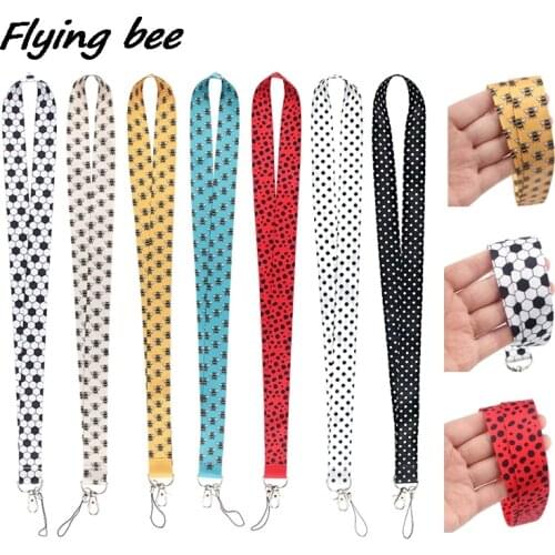 Flyingbee Little Bee Black White Dots Ladybug Football Pattern Painting Art Lanyard Neck Strap For Phone Keys ID Card X1172