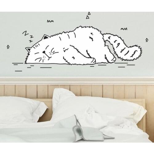 Sleeping Cat Wall Sticker for Bedroom decoration Cat Wall Decal Decor for Home Removable Vinyl Sticker Wall Art Decals HY1364