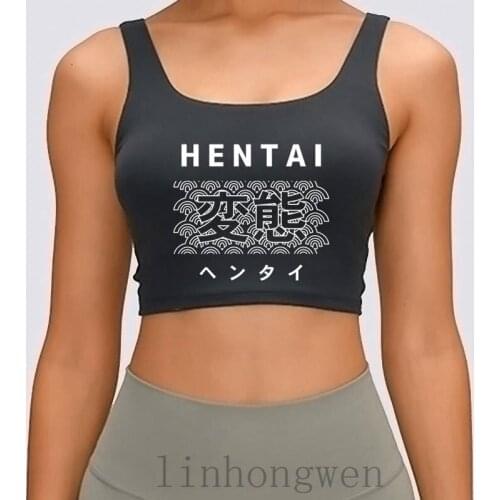 Hentai Anime Women Tank Top Crazy O-Neck Designer Novelty Funny Casual Basic Solid Summer Crop Top