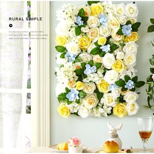 40cm*60cm Artificial rose flower wall wedding yellow background wall silk fake flower home welcome holiday celebration deco