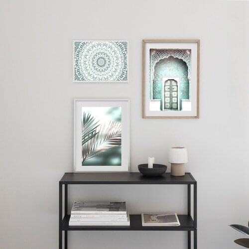 Islamic Architecture Morocco Door Vintage Poster Palm Canvas Print Modern Religion Muslim Art Painting Wall Decoration Picture