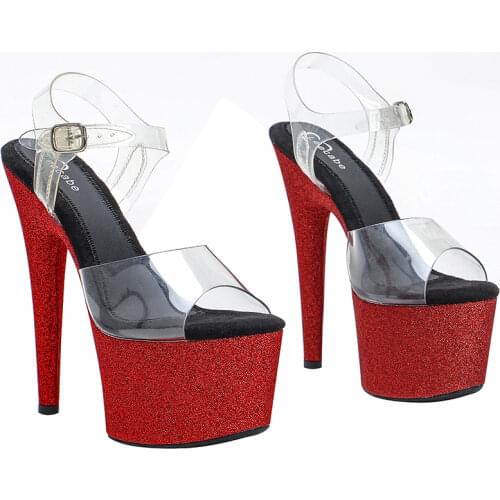 Leecabe stock 17CM/7inches platform Pole Dance sandals shoes