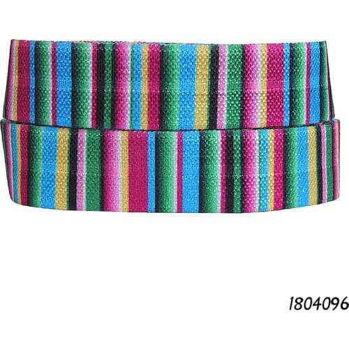 Flora Ribbons 50 yards/lot 5/8" rainbow ombre fold over elastic for hair ties