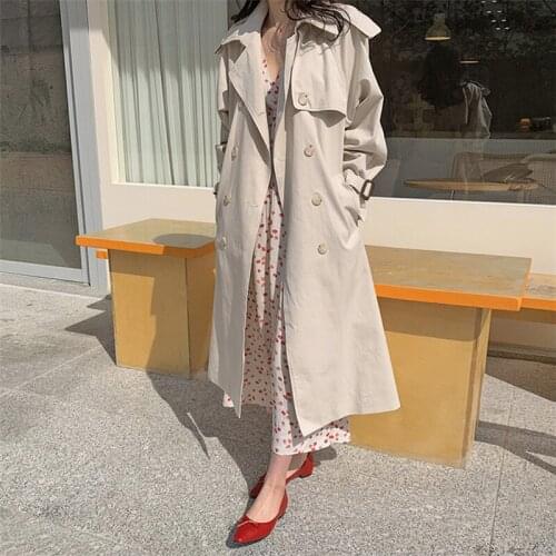 Fashion Windbreaker Womens 2021 Spring Autumn New Mid-Length Korean Style Loose Long Sleeve Trench Coat Chaquetas De Mujer B223