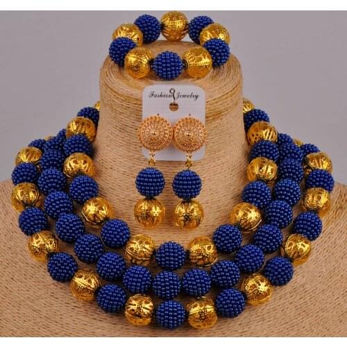 Fashion african wedding beads royal blue african jewelry set costume jewelry set women nigerian wedding set ZZ25
