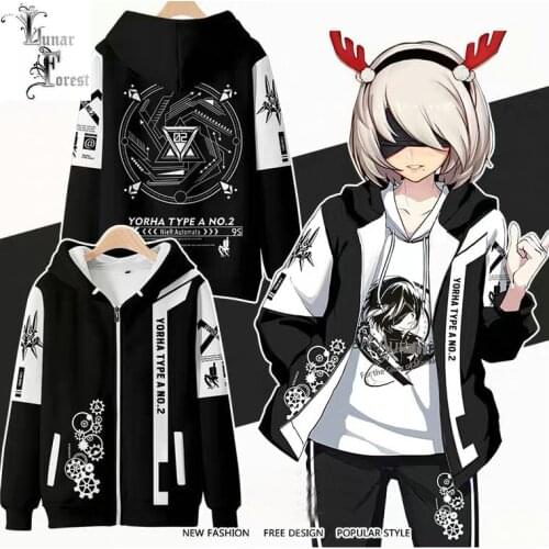 Game NieR:Automata 3D Printing Men/Women Autumn Fashion Zipper Hoodies Sweatshirt Long Sleeves Pollover Plus Size