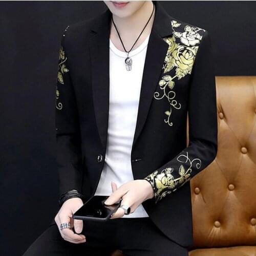 New Hairstylist Embroidery Men Clothing Suits Mens Casual Slim Thin Small Suit Male Jacket Tide Stage Singer Costumes 30 Color