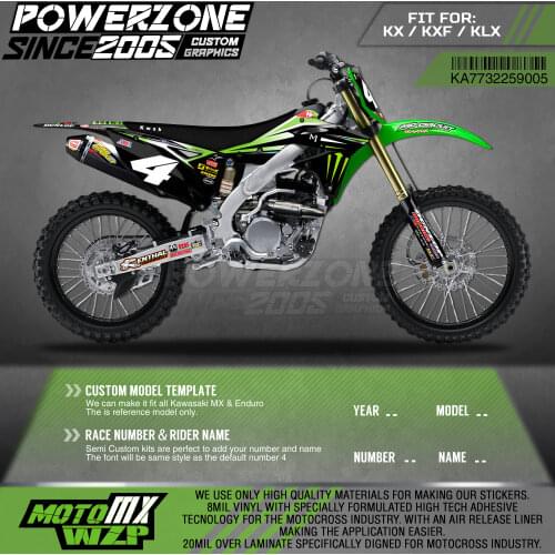 PowerZone Custom Team Graphics Decals 3M Stickers Kit For Kawasaki Sticker Decal 2013-2016 KX250F 05