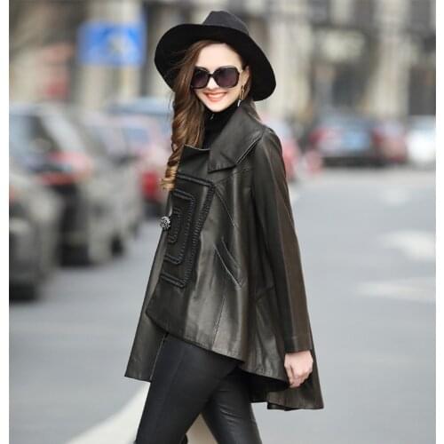 2020 New Spring Autumn Womens Genuine Leather Jacket Sheepskin Coat Female Casual Cloak Jackets Jaqueta De Couro WXF278