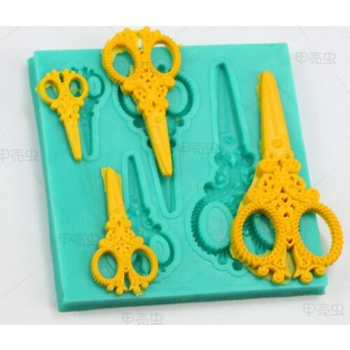 Scissors Silicone soap Mould chocolate clay mold Fondant cake Decorating tool Baking gateau cupcake toppers patisserie