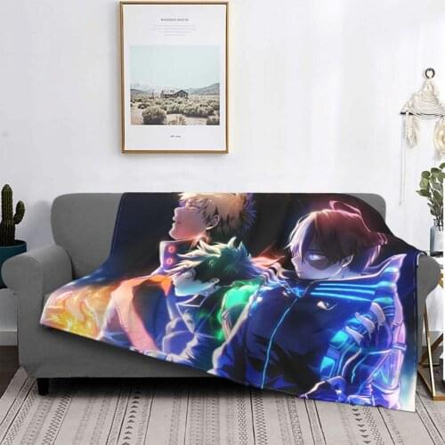 My Hero Academia Blankets Coral Fleece Plush Spring Autumn Anime Fight Lightweight Throw Blanket for Sofa Couch Rug Piece