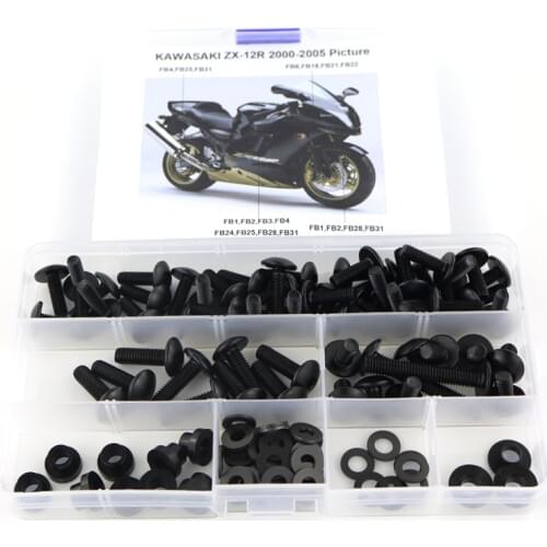 Fit For Kawasaki ZX12R ZX-12R 2000 2001 2002 2003 2004 2005 Complete Fairing Bolts Kit Motorcycle Cowling Full Fairing Kit Steel