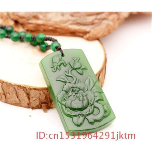 Hand Natural Flower Men Charm Jade Pendant Necklace Amulet Women Green Jewelry Chinese Fashion Butterfly for Gifts Jadeite