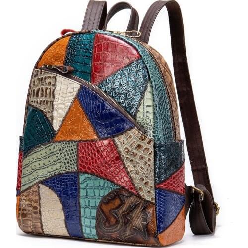 Women Fashion Backpack Female 100% Genuine Leather Backpack Lady Vintage Travel Backpacks Teenager Girl Large Capacity Schoolbag