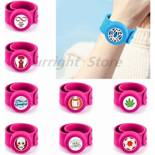 Sweetheart peace football skull kids gift Repellent diffuser Bracelet 25mm Essential Oil Diffuser locket bangle 10Pads randomly