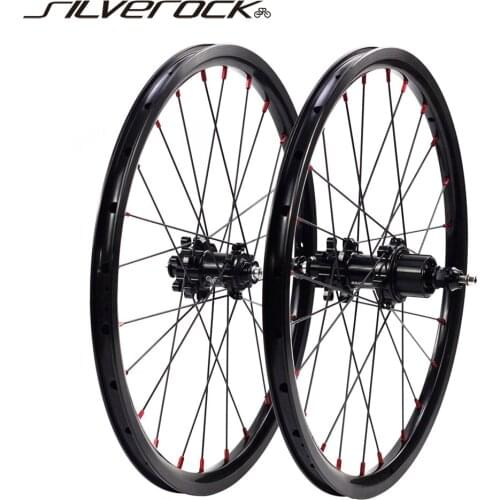 SILVEROCK Bike Alloy Disc Brake Wheelset 16 x1 3/8" 349 1-7 Speed 24H Straight Pull for Brompton 74mm 112mm Folding Bicycle