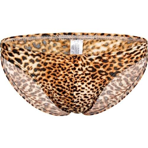 Sexy Low Rise Mens Briefs Soft Leopard Printed Underwear Mens Hot Hips Underpants Up Jockstrap Sexy Undies Men Cueca