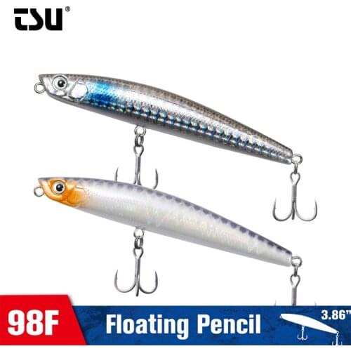 TSURINOYA 98F Top Water Floating Pencil Bass Hard Bait DW66 98mm 9.2g Fishing Lure Long Casting Artificial Hard Bait