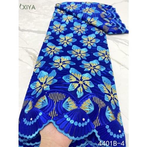 High Quality Cotton Lace Fabric Swiss Voile Lace in Switzerland Royal Blue African Lace Fabric Nigerian Lace Fabrics APW4401B