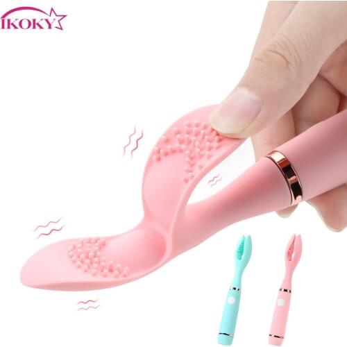 IKOKY 10 Speed Clitoris Clip Vibrator Dildo G spot Stimulator Nipple Massager Masturbation Intimate Goods Sex Toy for Women