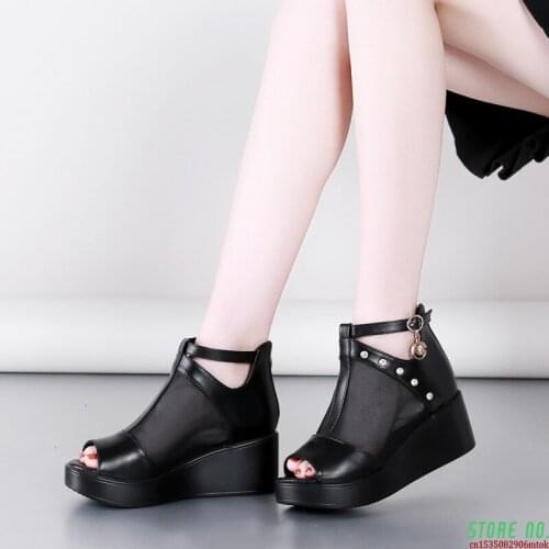 2021 Wedges Shoes For Women Sandals Super High Heels Summer Floral Cutout Shoes Internal Increase Platform Sandals White Shoes