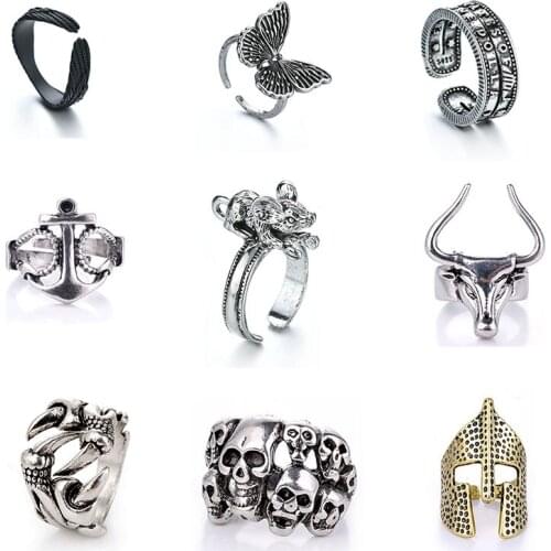 2021 Fashion Snake Ring Retro Animal Silver Color Ladies Finger Rings Unisex Open Adjustable Size Circlet Hoop Butterfly Jewelry