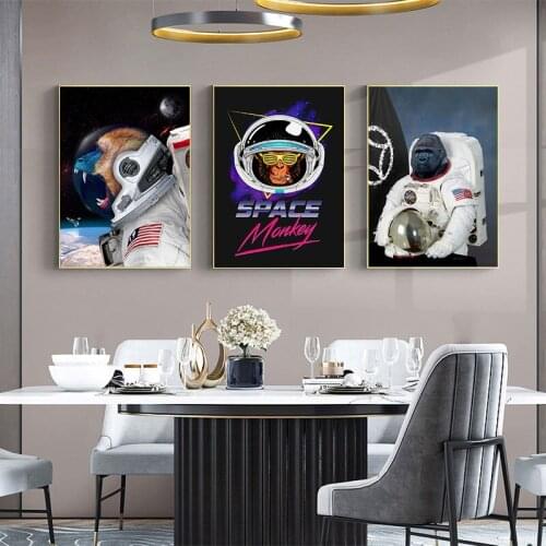 Animal Art Astronaut Space Monkey Canvas Paintings Home Decoration Wall Picture Modern Poster and Prints for Living Room Cuadros