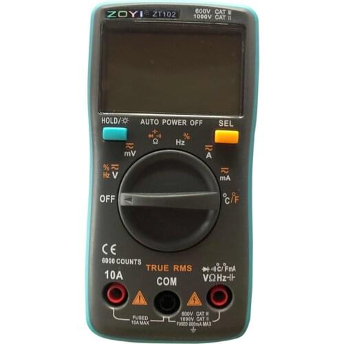 ZOTEK ZT100 Mini Auto Range Digital Multimeter 4000 counts AC DC Ammeter Voltmeter 550V Overload Protection LCD Backlight