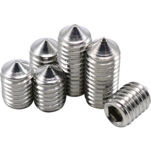 10pcs M6 stainless steel tip set screw nut stop headless inner hexagon nuts machine meter screws 6~20mm length