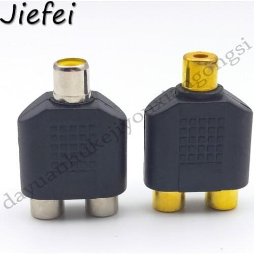 100pcs Gold silver RCA Y Splitter AV Audio Video Plug Converter 1 Female to 2 Female Adapter Kit Lotus AV Jack RCA Plug